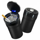 Car Ashtray with Lid Easy Clean Up Detachable Smokeless Ashtray with LED Blue Light Portable Mini Ash Tray Cup Holder for Car Home Office Travel Interior Auto Accessories (Black Larger)-1
