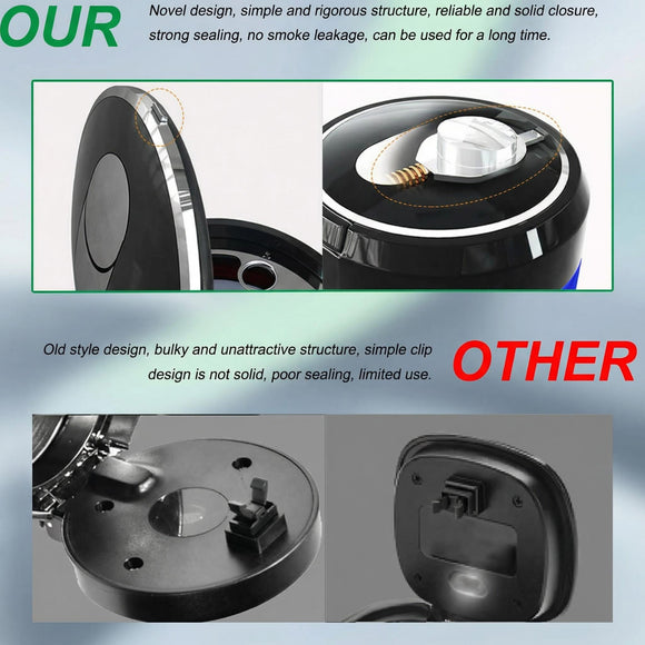 Car Ashtray with Lid Easy Clean Up Detachable Smokeless Ashtray with LED Blue Light Portable Mini Ash Tray Cup Holder for Car Home Office Travel Interior Auto Accessories (Black Larger)