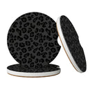 Car Coasters for Cup Holders 2 Pack Absorbent Ceramics Anti Slip Universal 2.56 Inch Car Cup Coaster for Women Men Car Interior Accessories - Black Leopard Cheetah Print-1