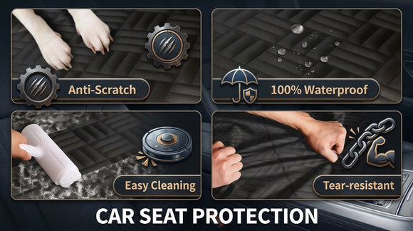 Dog Car Seat Cover for Back Seat Hard Bottom Back Seat Extender for Dogs Holds 400lbs 600D Heavy Duty Scratch-Proof Waterproof Dog Hammock for Car SUV