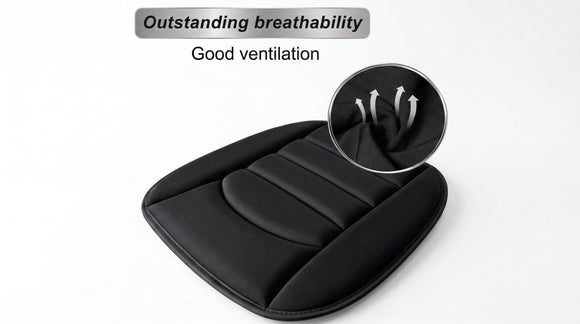 Memory Foam Car Seat Cushion with Breathable Fabric & Non-Slip Gel Universal Fit for Car Truck Office Home 19.6x18x1.2 Black