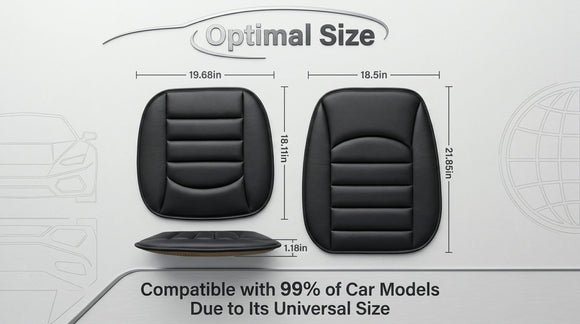 Memory Foam Car Seat Cushion with Breathable Fabric & Non-Slip Gel Universal Fit for Car Truck Office Home 19.6x18x1.2 Black
