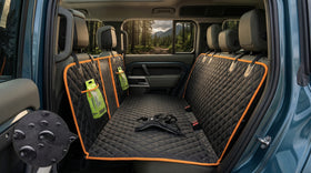 Hard Bottom Holds 420LBS Dog Car Seat Cover for Back Seat Back Seat Extender for Dogs Back Seat Extender for Car Travel Bed with Mesh Window and Storage Pocket SUV Truck
