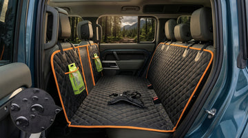 Hard Bottom Holds 420LBS Dog Car Seat Cover for Back Seat Back Seat Extender for Dogs Back Seat Extender for Car Travel Bed with Mesh Window and Storage Pocket SUV Truck