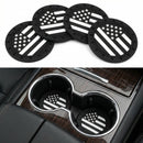 Car Cup Holder Coaster American Flag Non-Slip Insert Car Cup Coaster Car Accessories Interior for Women and Man 4 Pack Black-2