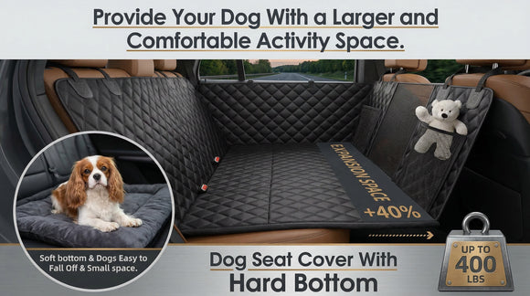 Back Seat Extender for Dogs with Hard Bottom/Large Space Waterproof Dog Car Seat Cover Holds 400lbs Sturdy Nonslip Pet Backseat Hammock for Cars/SUV