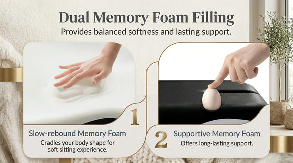 Leather Car Seat Cushion for Driving Relieves Tailbone & Thigh Pain Ergonomic Dual Memory Foam Seat Cushion for Car Raised Back for Wider Vision Rub-Resistant & Easy-to-Clean Cover Non-Slip
