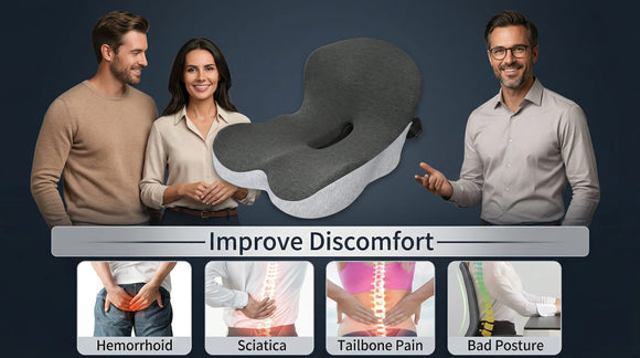 Memory Foam Seat Cushion Office Chair Cushion with Lumbar Support for Back Pressure Relief Car Seat Cushion with Adjustable Strap Sciatica Pad Cushions for Car Truck Desk Gaming Chair