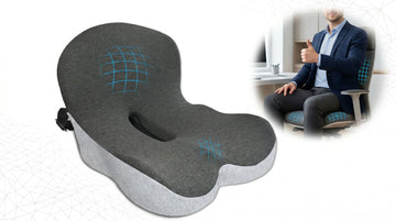 Memory Foam Seat Cushion Office Chair Cushion with Lumbar Support for Back Pressure Relief Car Seat Cushion with Adjustable Strap Sciatica Pad Cushions for Car Truck Desk Gaming Chair