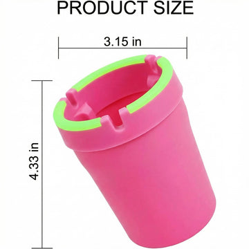 Car Ashtray 2PCS Glow In The Dark Smokeless Self-Extinguishing Vehicle Cigarette Trash Can Smellproof Portable Automotive Ash Holder Organizer Universal for Truck Home Office (Pink) - 0