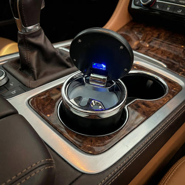 Car Ashtray Exclusive for 1 3 5 7 Series and X1 X3 X5 X6 with LED Light and Lid Silver