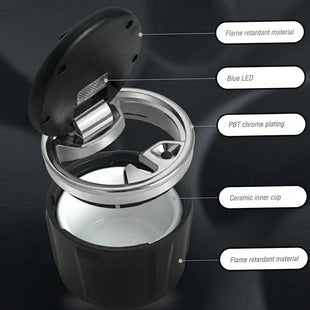 Car Ashtray Exclusive for 1 3 5 7 Series and X1 X3 X5 X6 with LED Light and Lid Silver