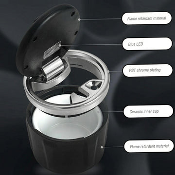 Car Ashtray Exclusive for 1 3 5 7 Series and X1 X3 X5 X6 with LED Light and Lid Silver - 0