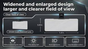 Polarized Sun Visor Extender for Car Visor Extender Sun Blocker Visor Attachment Sunvisor Extension for Car UV400 Grade Block Glare UV Stray Ray