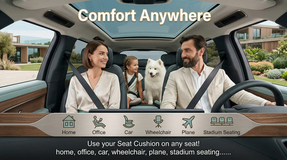 Car Seat Cushion Pad with 1.2inch Comfort Seat Protector for Car Driver Seat Office Chair Home Use Memory Foam Seat Cushion with Non Slip Bottom