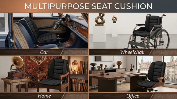 Car Seat Cushion and Lumbar Support Pillow 1.2 Thick Memory Foam Desk Chair Cushion Back Support for Automotive Seat Driver Travel Leg and Back Pain Relief Washable Adjustable Black