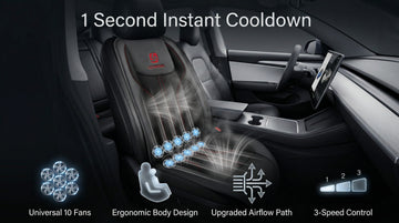 Cooling Car Seat Cushion Front Seat 12V&24V Cooling Seat Cover for Cars with 10 Fans Rapid Cooling with Automatic Start and Pause Seat Cushion (Black) - 0