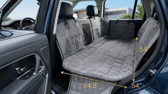 Dog Car Seat Cover for Back Seat Dog Bed for Car Fit for Backseat Extenders Car Seat Protector Nonslip Soft Durable for Cars Trucks and SUVs (Gray 24.8 x 54)