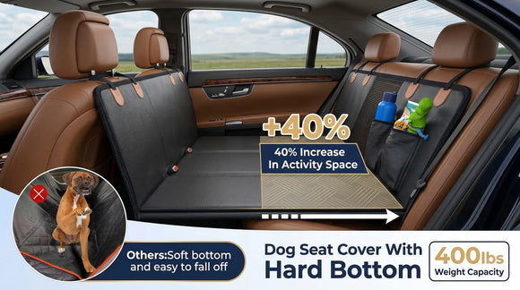 Dog Car Seat Cover for Back Seat Hard Bottom Back Seat Extender for Dogs - Supports 400lbs Waterproof Scratch Resistant Anti Slip Portable Dog Hammock