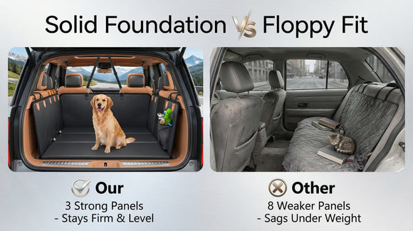 Dog Car Seat Cover for Back Seat Hard Bottom Back Seat Extender for Dogs - Supports 400lbs Waterproof Scratch Resistant Anti Slip Portable Dog Hammock