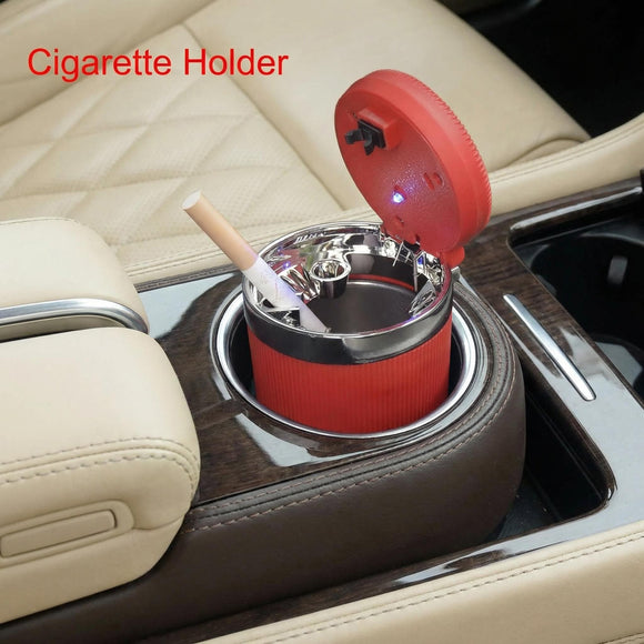 Ashtray with Lid 4 Inch x 2.7 Inch Red Stainless Steel Car Ashtray for Smoking in Car Office and Home (Red)
