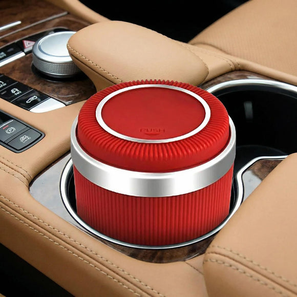 Ashtray with Lid 4 Inch x 2.7 Inch Red Stainless Steel Car Ashtray for Smoking in Car Office and Home (Red)