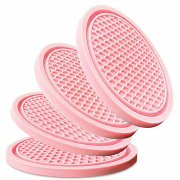 Car Cup Holder Coaster 4 Pack - Non Slip & Shockproof Flexible PVC Rubber Insert for Car/Truck/SUV/Van (2.75x0.2) Universal Fit Auto Cup Holders Accessories for Women and Man (Pink)