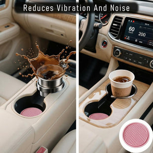Car Cup Holder Coaster 4 Pack - Non Slip & Shockproof Flexible PVC Rubber Insert for Car/Truck/SUV/Van (2.75x0.2) Universal Fit Auto Cup Holders Accessories for Women and Man (Pink)