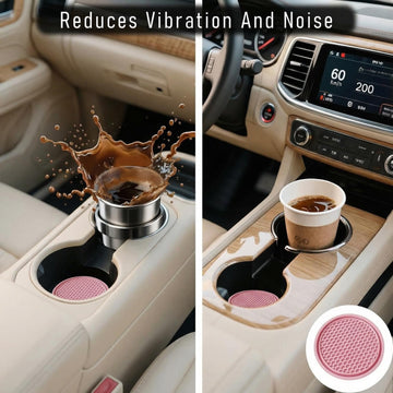 Car Cup Holder Coaster 4 Pack - Non Slip & Shockproof Flexible PVC Rubber Insert for Car/Truck/SUV/Van (2.75x0.2) Universal Fit Auto Cup Holders Accessories for Women and Man (Pink) - 0