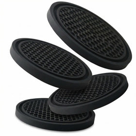 Car Cup Holder Coaster 4 Pack - Non Slip & Shockproof Flexible PVC Rubber Insert for Car/Truck/SUV/Van (2.75x0.2) Universal Fit Auto Cup Holders Accessories for Women and Man (Black)