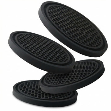 Car Cup Holder Coaster 4 Pack - Non Slip & Shockproof Flexible PVC Rubber Insert for Car/Truck/SUV/Van (2.75x0.2) Universal Fit Auto Cup Holders Accessories for Women and Man (Black)