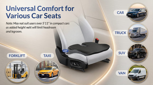 Ergonomic Wedge Car Seat Cushion with U-Shaped Design for Tailbone Back & Sciatica Pain Relief High-Density Memory Foam Seat Cushion for Car Raised Back for Wider Vision Anti-Slip Bottom