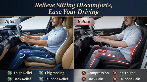 Ergonomic Wedge Car Seat Cushion with U-Shaped Design for Tailbone Back & Sciatica Pain Relief High-Density Memory Foam Seat Cushion for Car Raised Back for Wider Vision Anti-Slip Bottom