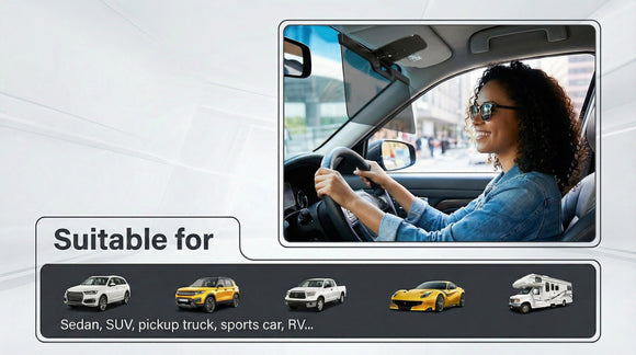 Sun Visor Extender for Car Enhanced UV400 Anti-Glare Adjustable Mount with PC Lens Universal Car Anti-UV Polarized Sun Visor Extender Attachment Anti-Snow Blind Ensure Safe Driving