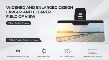 Sun Visor Extender for Car Enhanced UV400 Anti-Glare Adjustable Mount with PC Lens Universal Car Anti-UV Polarized Sun Visor Extender Attachment Anti-Snow Blind Ensure Safe Driving