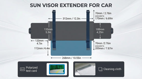Sun Visor Extender for Car Visor Extender Sun Blocker Sun Visor Extension with Anti-Glare Lens Blocks UV & Sunlight Adjustable Car Sun Visor for Safe Driving (1 Pack)