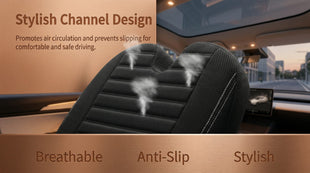 All-Season Car Seat Cushion for Comfortable & Safe Driving Breathable Seat Cushion for Car with Ventilated Channel & Mesh Cover Memory Foam for Sciatica Tailbone & Back Pain Relief Anti-Slip