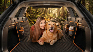 Back Seat Extender for Dogs - Large Space Waterproof Dog Car Seat Cover for Back Seat with Hard Bottom Holds 420lbs 600D Heavy-Duty Upgraded Material Dog Hammock for Car