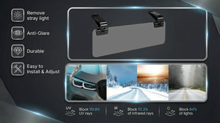 Sun Visor Extender for Cars Polarized Sun Visor Extender Universal Sun Blocker UV400 Adjustable Visor Extension for Car Visor Double-Clip Anti Glare Stray Light