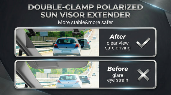 Sun Visor Extender for Cars Polarized Sun Visor Extender Universal Sun Blocker UV400 Adjustable Visor Extension for Car Visor Double-Clip Anti Glare Stray Light