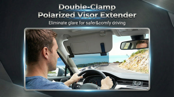 Sun Visor Extender for Cars Polarized Sun Visor Extender Universal Sun Blocker UV400 Adjustable Visor Extension for Car Visor Double-Clip Anti Glare Stray Light
