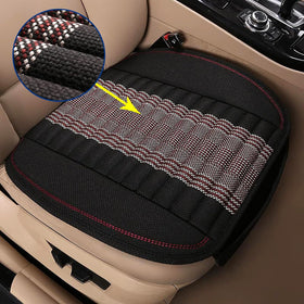 Car Seat Cushion,Car Seat Cover Universal Bottom Driver Pad,Bamboo Charcoal Comfortable and Breathable Fabric Seat Cushion with Storage Pouch,Fit for Trucks Vans Cars SUV (2PC Black)