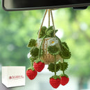Crochet Hanging Plant for Car,Car Decorations Interior,Plant Strawberry Aesthetic Car Accessories for Women Interior Cute,Car Ornaments Charms for Rear View Mirror,Boho Car Decoration-1