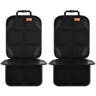 Car Seat Protector, 2Pack Seat Protector Protect Child Seats with Thickest Padding and Non-Slip Backing Mesh Pockets for Baby and Pet, Sedan SUV Truck (Black)