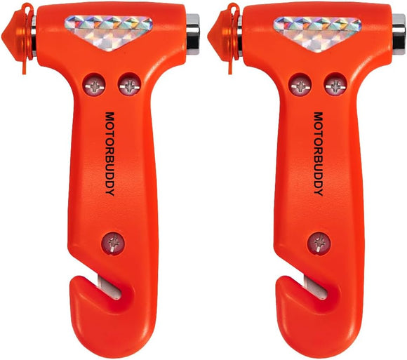 2-Pack Car Safety Hammer Seatbelt Cutter, Auto Emergency Escape Hammer with Window Glass Breaker and Seat Belt Cutter, Striking Red Escape Tool for Car Accidents
