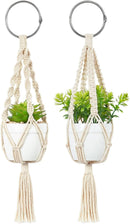 Car Accessories Rear View Mirrior Charm Cute Hanging Rearview Car Decor Boho Hanger with Artificial Succulent Plants Gifts for Plant Lover Set of 2, White-1