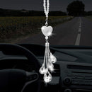 Bling Heart Car Charms Car Accessories for Women, Valentine's Day Gifts Crystal Rear View Mirror Hanging Charms Car Diamond Decoration Lucky Interior Ornament Pendant(9.8 Inch,White)-1