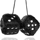 2.75” Fuzzy Dice with Leather Dots Retro Car Mirror Hanging Accessories for Car Decoration (Black)-1