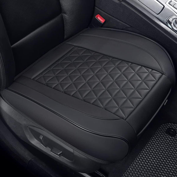 Luxury Faux Leather Car Seat Cover Front Bottom Seat Cushion Cover, Anti-Slip and Wrap Around The Bottom, Fits 95% of Vehicles - 1 Piece,Black