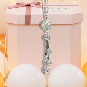 Bling Car Accessories for Women and Man,Cute Decor Women,Lucky Crystal Sun Catcher Ornament,Rear View Mirror Ball Charm (30 mm Clear) (White)